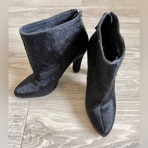 Juicy Couture Black Calf Hide Heeled Ankle Boots Booties Shoes